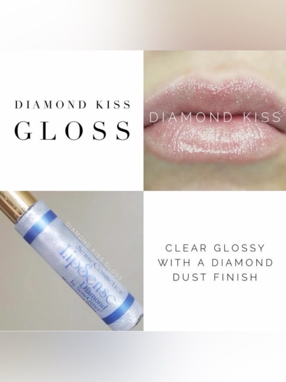 LipSense Diamond Kiss Gloss — Clear Shimmery Pink